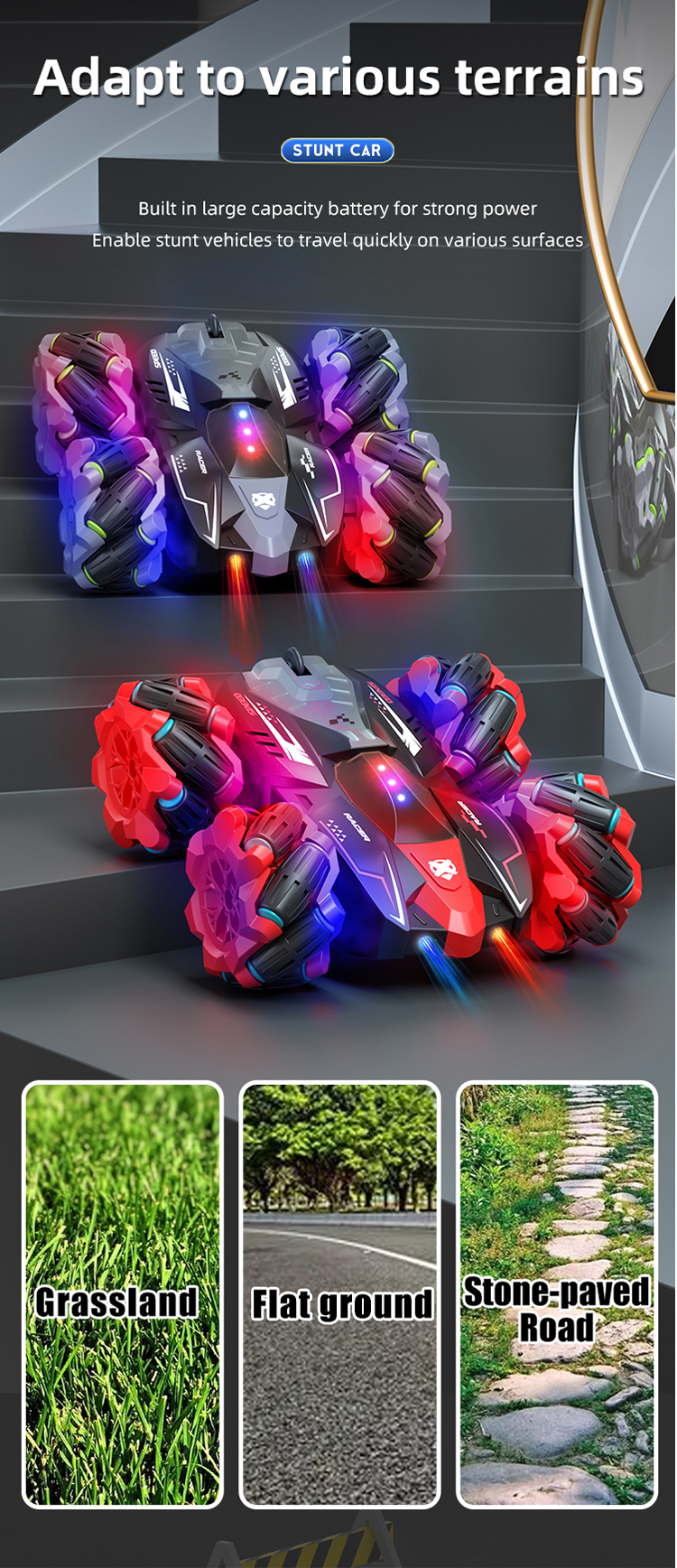 Stunt Two-Sided RC Car Gesture Sensing Drift Light Music Tumbling Toy (7)