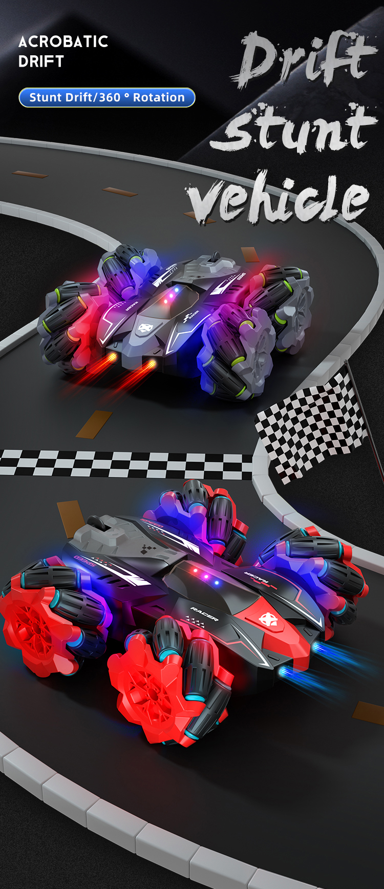 Stunt Two-Sided RC Car Gesture Sensing Drift Light Music Tumbling Toy (6)