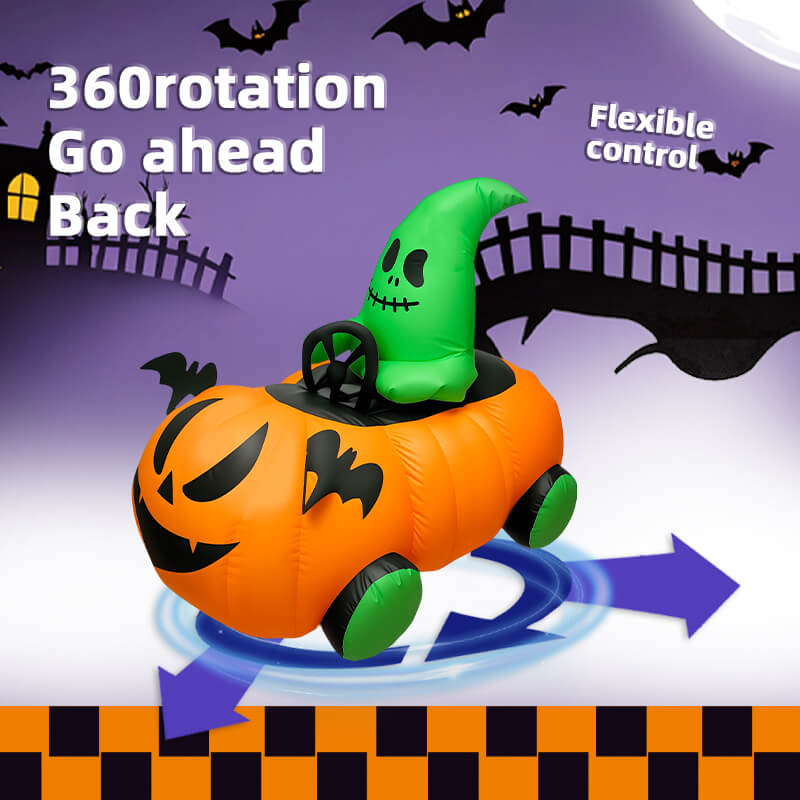 2.4GHz Remote Control Inflatable Pumpkin Racer – 360° Spinning Halloween RC Toy