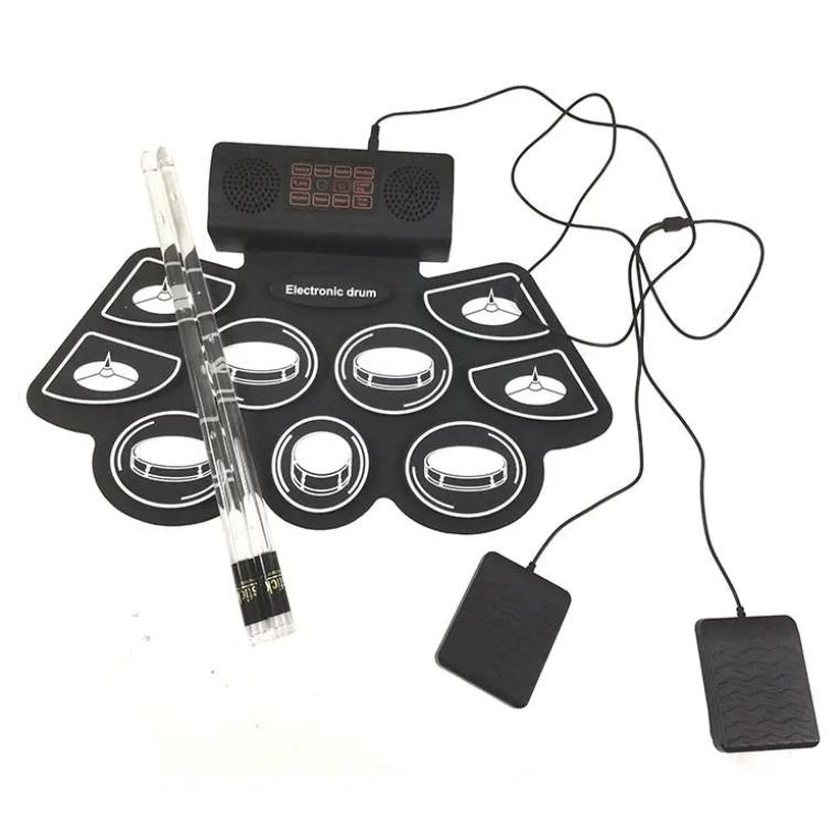 Electronic Drum Set 9 Pad Digital Drum Kit Portable Roll Up Drum Bluetooth Audio for Kids Adults