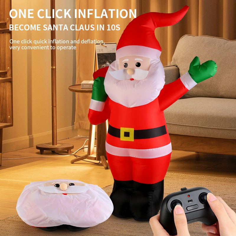 Remote Control Inflatable Santa Claus Car Toys With Music & 360° Christmas Toys
