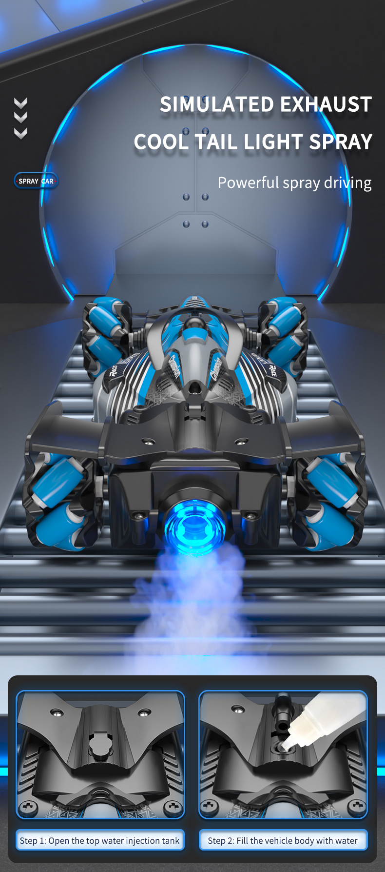 Competitive Drift F1 RC Car 4WD High-Speed Racing with LED Lights and Simulated Gas Spray (8)