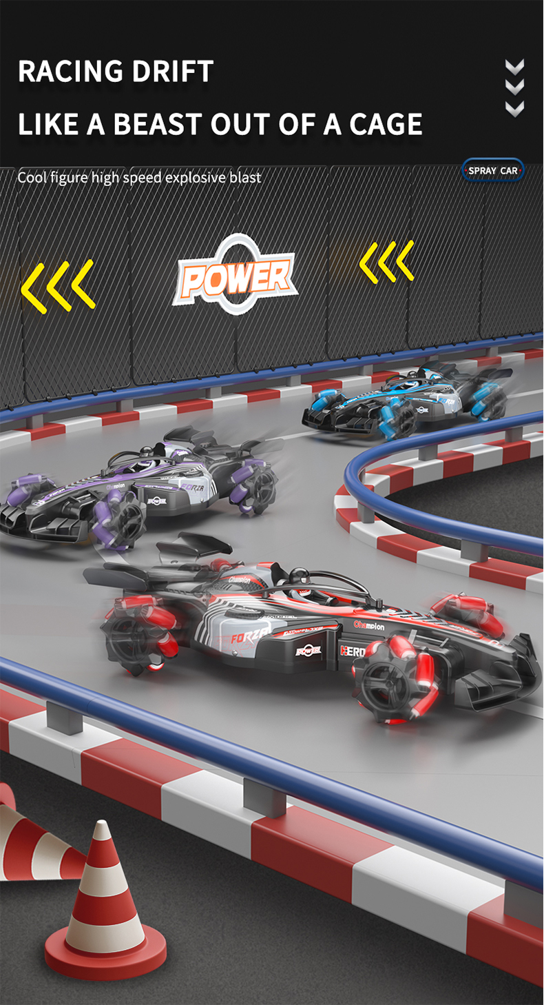 Competitive Drift F1 RC Car 4WD High-Speed Racing with LED Lights and Simulated Gas Spray (10)