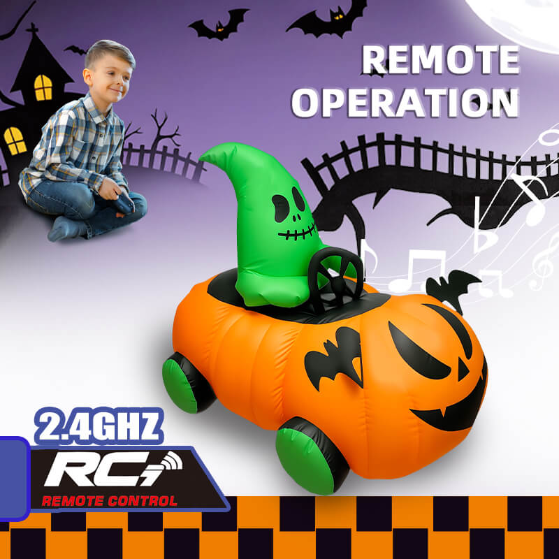 2.4GHz Remote Control Inflatable Pumpkin Racer – 360° Spinning Halloween RC Toy